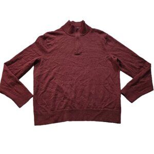 Banana Republic Sweater Mens L Brick Red LS Mock Neck Merino Wool Cottage Casual